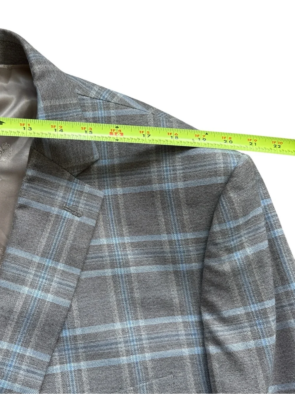 Lauren Ralph Lauren Gray Blue Windowpane Sport Coat Blazer 50L Modern Classic